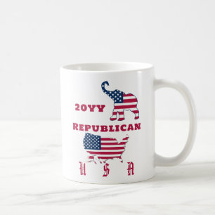 Caneca De Café Estados Unidos Mapeiam Elefante do Partido Republi