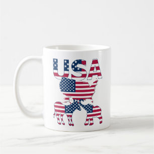 Caneca De Café Estados Unidos Mapeiam Elefante Donkey sobre a Ele