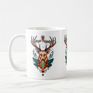 Caneca De Café Estag e estilo de tatuagem vixen sempre juntos