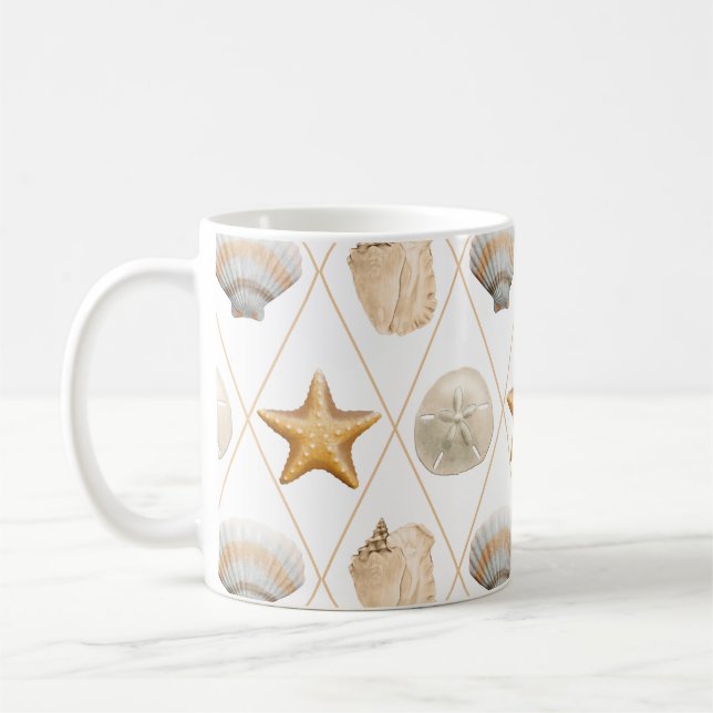 Caneca De Café Estaleiro costeiro e conchas (Esquerda)