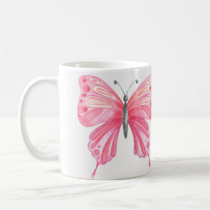 Caneca De Café Estampa de Borboleta Ilustrada à Mão
