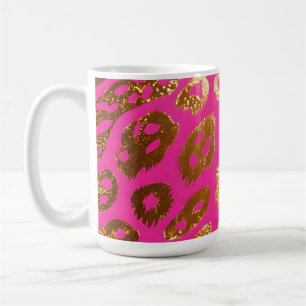 Caneca De Café Estampa de leopardo dourado rosa quente Glam