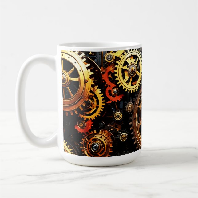 Caneca De Café Estampunk Clockwork Gears 1004 (Esquerda)