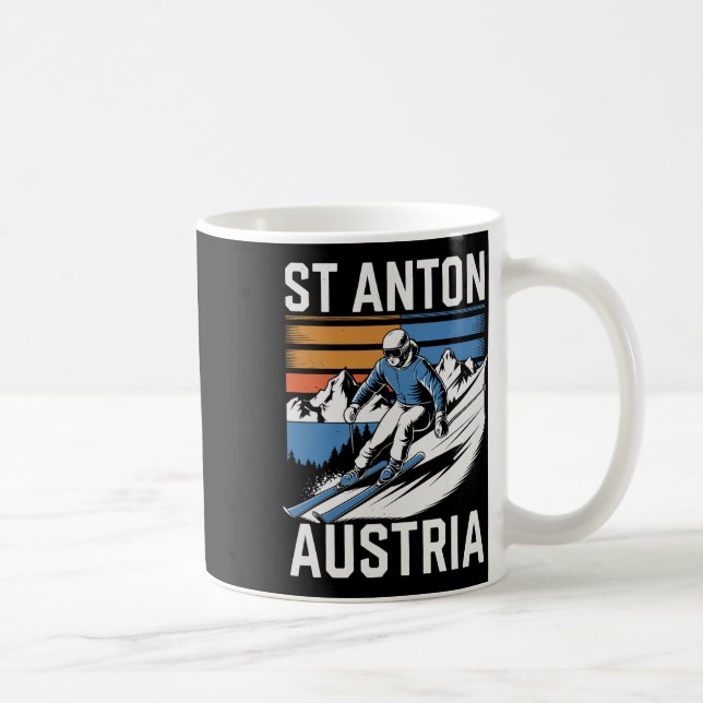 Caneca De Café Estância de esqui Retro St Anton Áustria (Direita)