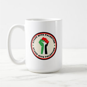 Caneca De Café Estante-se com a Palestina - Punho - Cores de Band