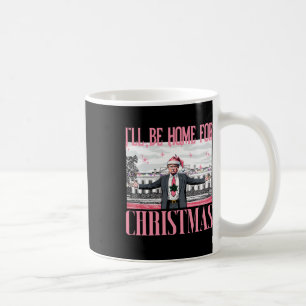Caneca De Café Estarei em Casa no Natal Divertido Papai Noel Trum