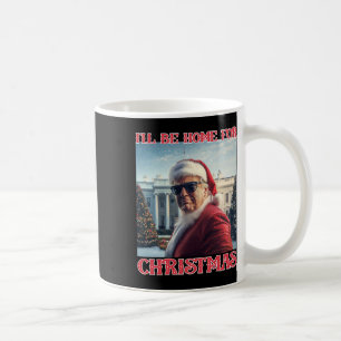 Caneca De Café Estarei em Casa no Natal Trump Papai Noel Selfie W