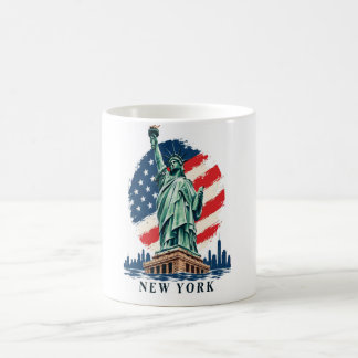 Caneca De Café Estátua da Liberdade Bandeira dos EUA Vintage Nova