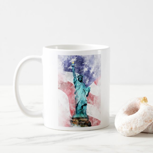 Caneca De Café Estátua da Liberdade com marca de água (Com Donut)