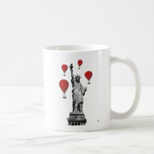 Caneca De Café Estátua da Liberdade e Balões de Ar Quente Verme