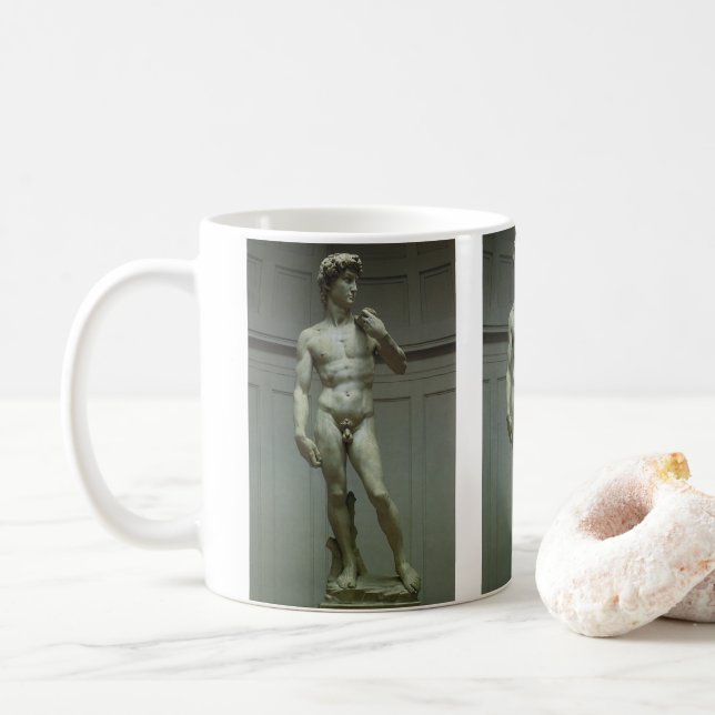 Caneca De Café Estátua de Michelangelo de David (Com Donut)