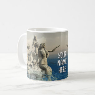 Caneca De Café Estátua de Sereia. Personalizável