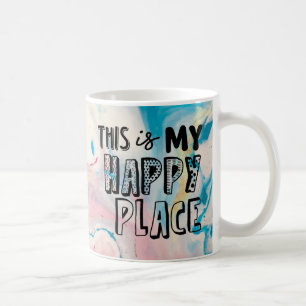 Caneca De Café Este É Meu Lugar Feliz, Pastel Mug.
