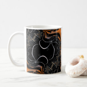 Caneca De Café Este é o Dia das Bruxas Arte Fractal Preta e Lar