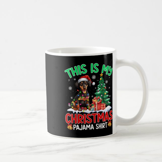 Caneca De Café Este É O Meu Cachorro De Pajama Doberman De Natal  (Direita)