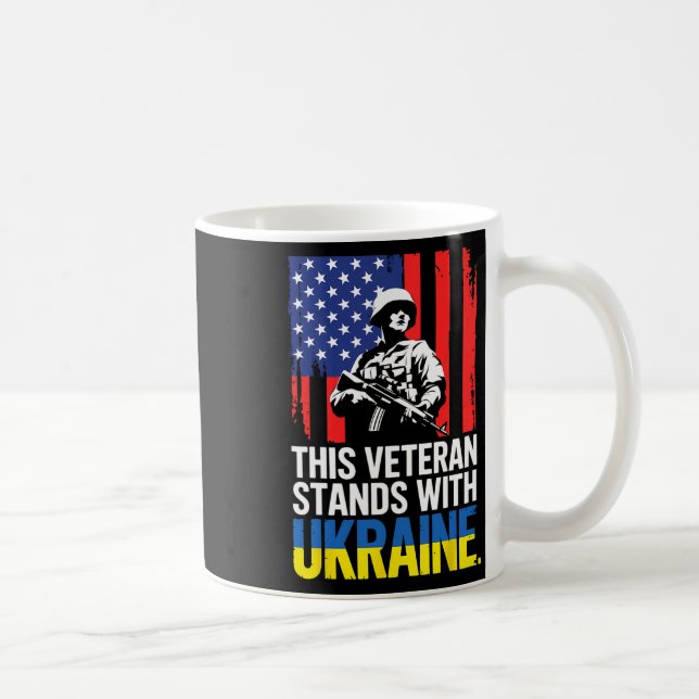 Caneca De Café Este Veterano Apoia a Ucrânia 13  (Direita)