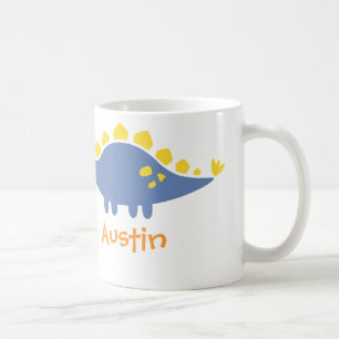 Caneca De Café Estegossauro Azul Fofo Dinossauro Para Crianças