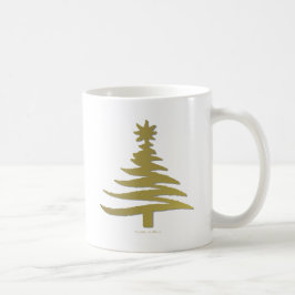 Caneca De Café Estêncil de Árvore de Natal Dourado