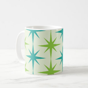 Caneca De Café Esterbursts Atômicos de Meados do Século em Verde