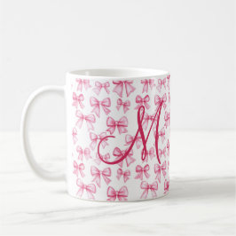 Caneca De Café Estética Coquette de Arco Rosa Monograma Preppy Te
