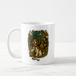 Caneca De Café Estética de Cão Esqueleto Assustador de Terror