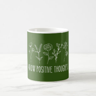 Caneca De Café Estética de Pensamentos Positivos Crescem 