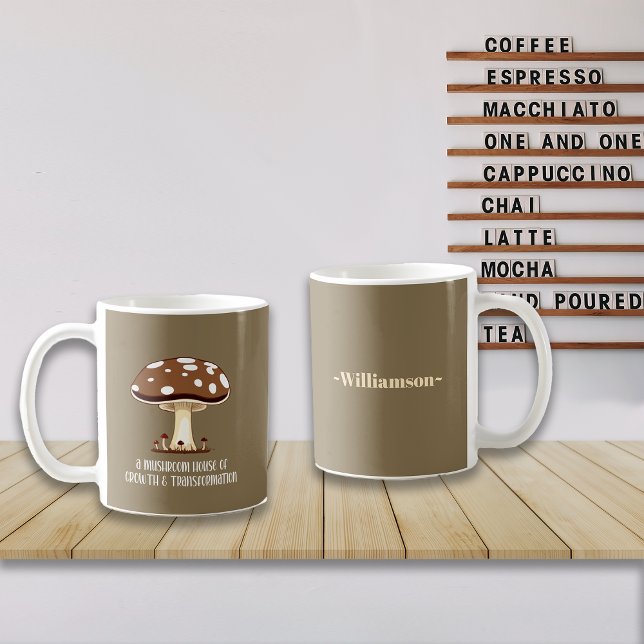 Caneca De Café Estética de Queda Cogumelo Inspirado em Vibes Posi (Criador carregado)