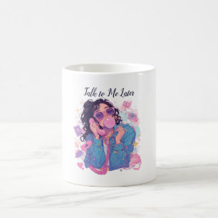 Caneca De Café Estética dos Anos 90 Garota do Telefone Retrô