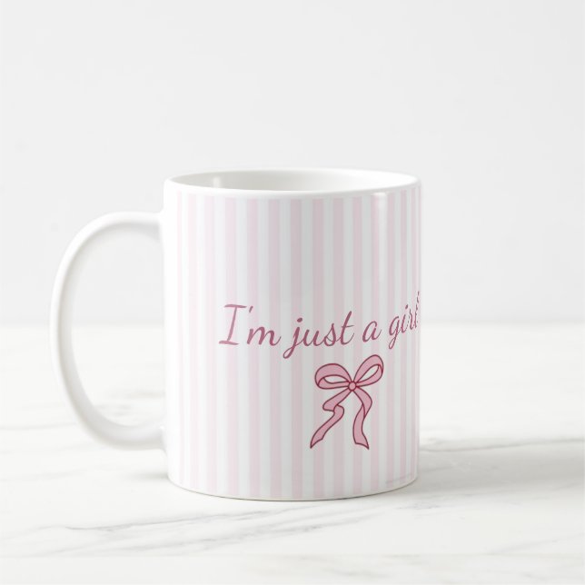 Caneca de Café Estética - Listras Rosa Pastel & La (Esquerda)
