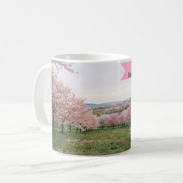 Caneca De Café Estética Personalizada Sakura Viagens Japão 2026 (Frente Esquerda)