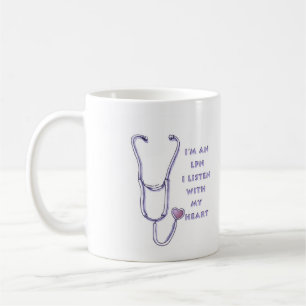 Caneca De Café Estetoscópio coração LPN Enfermeira