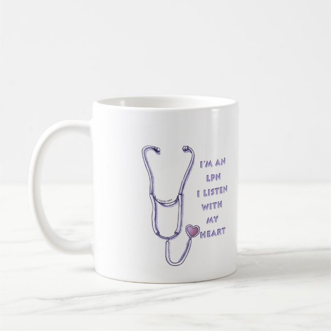 Caneca De Café Estetoscópio coração LPN Enfermeira (Esquerda)