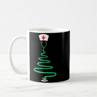 Caneca De Café Estetoscópio de árvore de Natal Enfermeira Phisigo