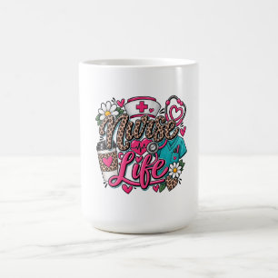Caneca De Café Estetoscópio de Coração com Impressão de Leopardo