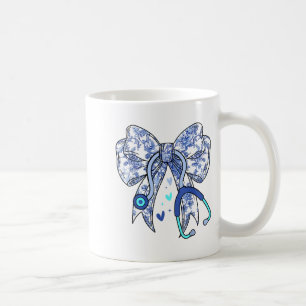 Caneca De Café Estetoscópio Médico Enfermeira Laço Coquete Azul F