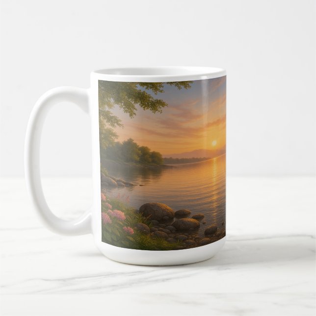Caneca De Café Estilidade solar perto do lago (Esquerda)