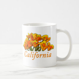 Caneca De Café Estilizado texto "California Poppy Art", "Californ
