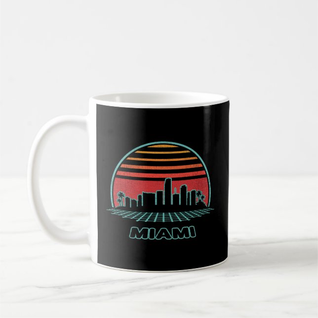 Caneca De Café Estilo 80S do Skyline da Cidade de Miami (Esquerda)