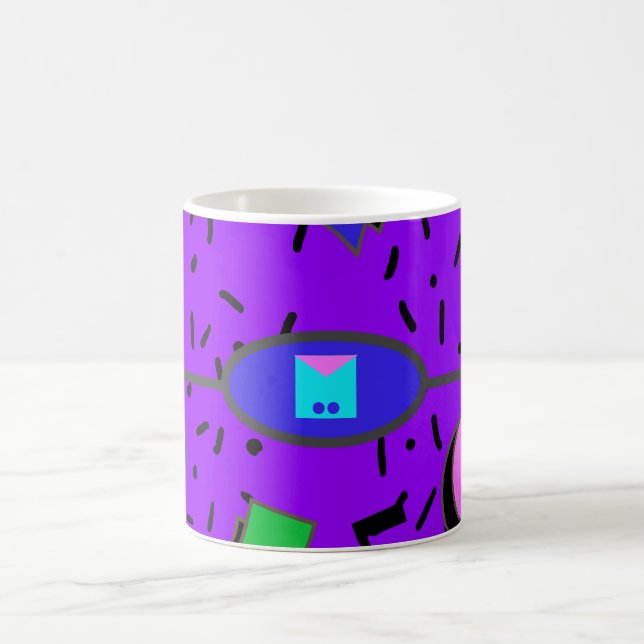 Caneca De Café Estilo Abstrato Memphis Elétrico de 80s Retro Invi (Centro)