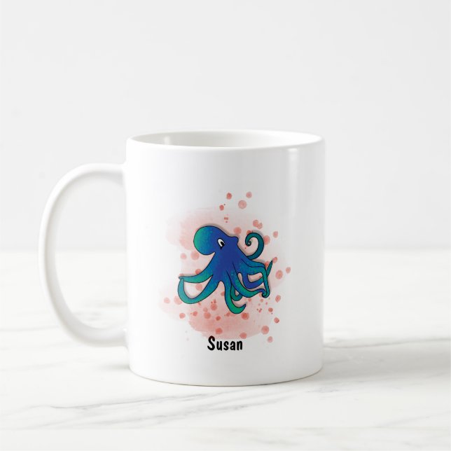 Caneca De Café estilo aquarela poltopus feliz (Esquerda)