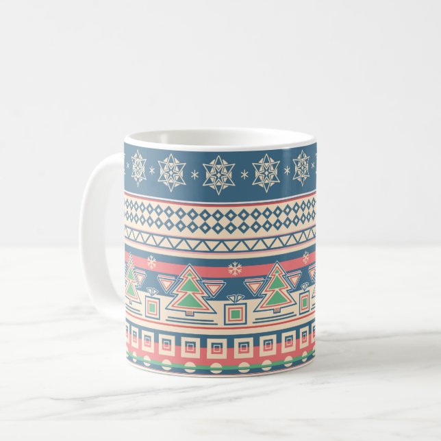 Caneca De Café Estilo Aztec da Árvore de Natal - Feriado Único (Frente Esquerda)