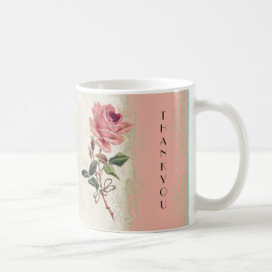 Caneca De Café Estilo Barroco Rosa Salmão em Cream Lace