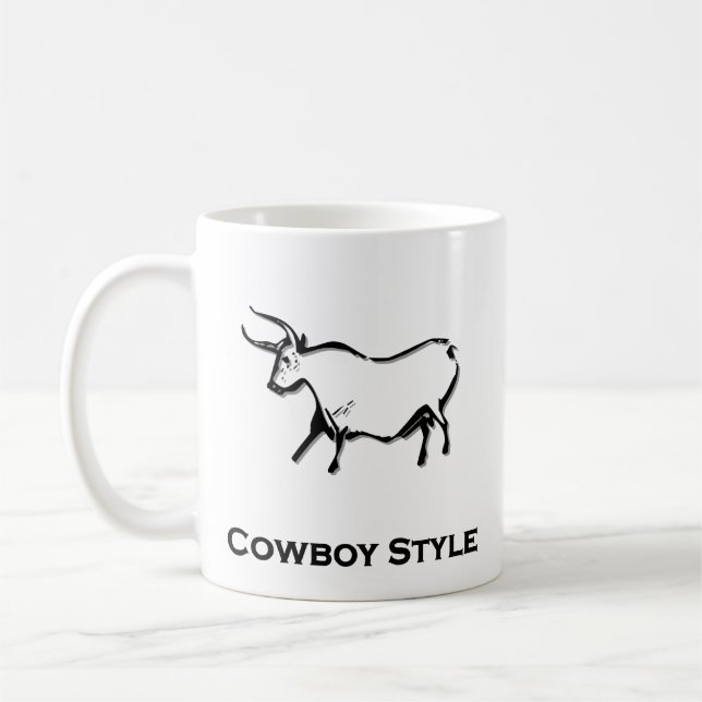 Caneca De Café Estilo Bull Cowboy Preto (Esquerda)