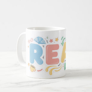 Caneca De Café Estilo de Adesivo Bolha Pastel "LER" Divertido