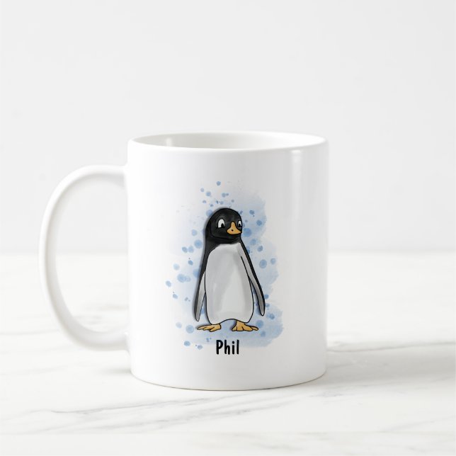 Caneca De Café Estilo de aquarela de peguin (Esquerda)