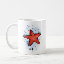Caneca De Café estilo de aquarela de peixe-estrela vermelho