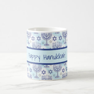 Caneca De Café Estilo de Arte Doodle Menorá de Hanukkah Estrela d