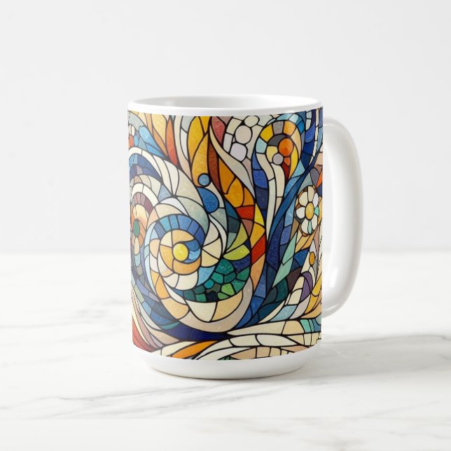 Caneca De Café Estilo de Arte Mosaica (Frente Esquerda)