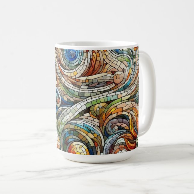 Caneca De Café Estilo de Arte Mosaica (Frente Esquerda)