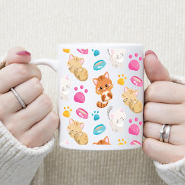 Caneca De Café Estilo de Cartoon Multicolorido Adorável Cats Impr